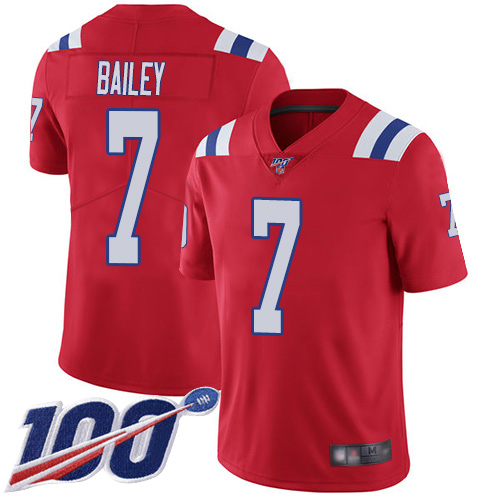 New England Patriots Football #7 Vapor Untouchable 100th Season Limited Red Men Jake Bailey Alternate NFL Jersey